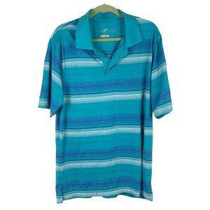 Glen Echo Golf Mens Size Large Dry Gear Polo Shirt Blue Stripe